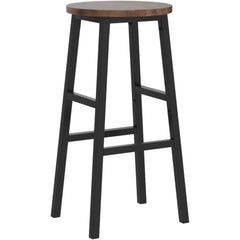 Bar Stools, Set of 2 Round Bar Chairs with Footrest, 24.4 Inch Kitchen Breakfast Stools, Industrial Bar Stools Easy Assembly