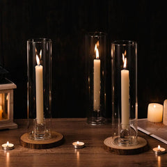 2 Pcs/ 10 Pcs Hurricane Glass Candle Holders for Taper Candles with Cylinder Covers Candlesticks Holder Stand for Wedding Decor