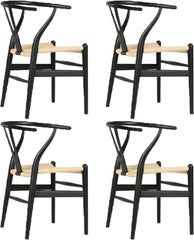 dining chair，Set of 4 Wishbone Chair Solid Wood Y Chair Mid-Century Armrest Dining Chair, Hemp Seat (Ash Wood - Natural)