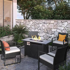 Fire Pit 43 Inch Gas Fire Pit Table 50,000 BTU Auto-Ignition 2 in 1 Gas Firepit with Ceramic Tabletop, Steel Base Fire Pits