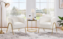 Accent Chair Set of 2, Armchair Set, Side Chairs for Living Room, Boucle Fabric Vanity Chairs with Gold Legs for Bedroom