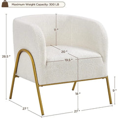 Accent Chair, with Golden Legs, Cozy Fuzzy for Living Room Makeup Accent Chair