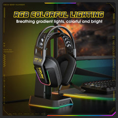 ONIKUMA Professional Gaming Headset with RGB Dynamic Lighting Wired Over-Ear Headset with Noise Canceling Microphone for PC