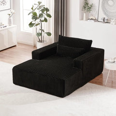 Chaise Lounge Chair Oversized,for Living Room,Modern Comfy Corduroy Single Sofa with Overstuffed Cushions,Vertical Striped Couch