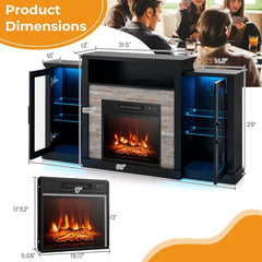 Fireplace TV Stand with LED Lights for TV up to 65”, Entertainment Center with 18” Electric Fireplace, Remote & APP Control