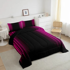 Comforter Set Kids Teens Dark Blue and Black Striped Bedding Bed Set Decor Modern Fashion Comforter Inner Fill Bedroom