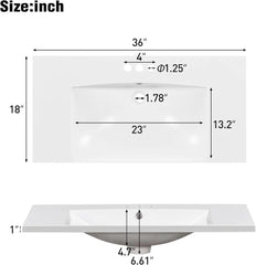 36” Bathroom Vanity with Sink, Freestanding Single Bathroom Sink Vanity Cabinet Set with 36” Countertop & Integrated Sink