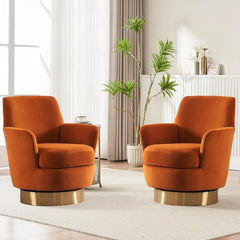 Bucket Chair, Swivel Bucket Chair Set of 2, Modern Velvet Upholstered Round Swivel Armchair,360 Degree Single Sofa Chair