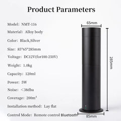 360 Column Aroma Diffuser Perfume Air Purifier Metal Material 120ML Capacity Freshener Remote Control Operation Machine for Home