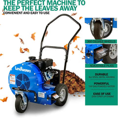 Leaf Blower Wheeled Walk Behind Jet Sweep Manual-Propelled Powerful 7HP 4 Stroke OHV Motor Output Wind Force