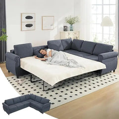 Sleeper Sofa Bed, Pull Out Couch with Mattress,Modern Comfy L Shape Sofa Couch, Living Room Furniture for Apartment, Studio,