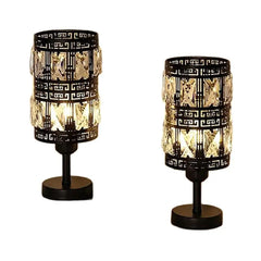 Crystal Table Lamp, Set of 2, Table Lamps for Bedroom, Black Bedside Nightstand Lamps for Living Room Small Decorative Desk Lamp