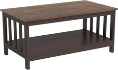 Farmhouse Coffee Table,   Living Room Table with Shelf, 39.9L*22W*18.1H