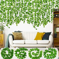 Artificial Plants Rattan Green Ivy Leaf with String Lights DIY Garland Wedding Party Decoration Home Room Wall Hanging Plants