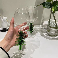 Christmas Wine Glasses Festive Christmas Tree Drinking Goblets Cup Xmas Holiday Wineglass Gift Colored Winter Party Glassware