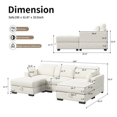 Modular Sectional Sofa, Cloud Couch Sectional 2/3/4 Seater, Corduroy Fabric Sectional Couch with Pillows for Modern Living Room