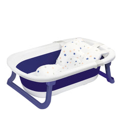 Foldable Baby Bathtub for Infants to Toddlers 0-24 Months, Portable Travel Multifunctional with Newborn Cushion & Anti-skid Pad