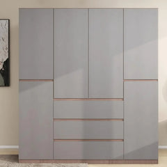 3 Door Closet Wardrobe, Armoire with 3 Drawer and Hanging Rod, Freestanding Closet Cabinet, Clothes Storage Organizer, Wardrobes