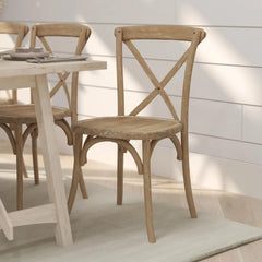 Bardstown Bistro Style Wooden Dining Chair - Medium Natural White Grain - High X-Back