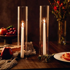 24 Pcs 2.5"W x 14"H Hurricane Candle Holder Sleeve Bottomless Glass Cylinder Candleholder Tall Candle Glass Cover Clear Open