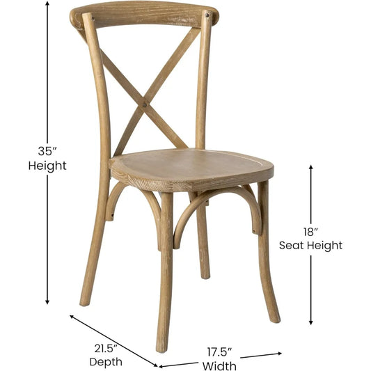 Bardstown Bistro Style Wooden Dining Chair - Medium Natural White Grain - High X-Back