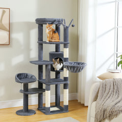 Cactus Tall Cat Tree for Large Cat Multi-Level Cat Tower for Indoor Cats Cat Condo with Large Hammock Scratching Post  2 Perches