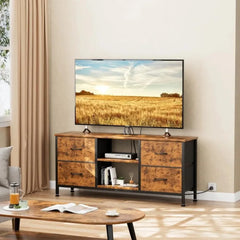 Dresser TV Stand, Wide Dressers & Chests of Drawers with Charging Station & 4 Drawers Storage for 50 inch TV, Media