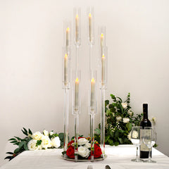 2Pcs Arcylic Candelabra Candle Holder for Wedding  8 Arms Clear Candlesticks Holder with Shade  for Party 38.5 inches Tall