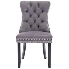 Velvet Dining Chairs , Upholstered Dining Room Chairs with Ring Pull Trim and Button Back, Luxury Tufted Dining