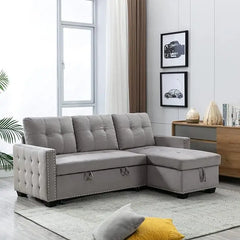 Modern Convertible Sleeper Sofa Bed, Seat Lounge Sofa w/Reclining Backrest,Toss Pillows,Sofa Couch Pullout Bed for Living Room