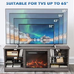 Fireplace TV Stand with Fireplace, Modern Entertainment Center for TVs up to 58 inch, Media TV Console  Farmhouse TV Stand