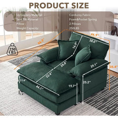 56.3'' Oversized Chaise Lounge Indoor,Corduroy Single Sofa Chair with Ottoman, Plush Upholstered Deep Seat, Lazy Sleeper Sofa