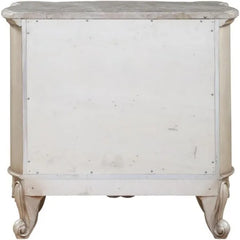 Gorsedd 2-Drawer Wooden Nightstand with Marble Top in Golden Ivory