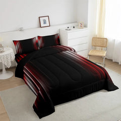 Comforter Set Kids Teens Dark Blue and Black Striped Bedding Bed Set Decor Modern Fashion Comforter Inner Fill Bedroom