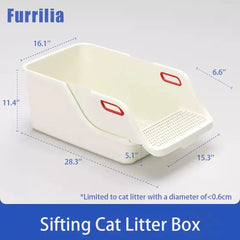 Semi Enclosed Cat Litter Box High Side, XL Large Sifting Litter Box with Sand  Shovel Cat Litter Tray Easy Clean