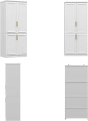 Wardrobe Armoire with 8 Doors, Drawers, Storage Shelves & Hanging Rods, Wooden Closet Storage Cabinet for Bedroom, Wardrobes