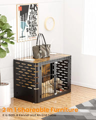 Dog Crate, Large and Medium Dogs, Decorative Pet House End Table, Rounded-Corner Wooden Cage Kennel Furniture, Modern Dog Crate