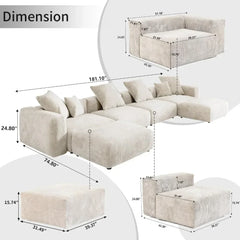 Sectional Sofa Couch,181.1inch U Shape Sofa Couch,Oversized 4 Seater Couch with 2 Ottomans, sectional couch