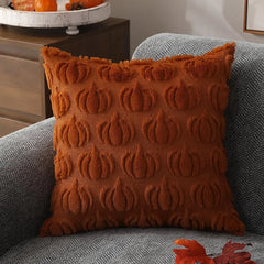 Halloween Pumpkin Throw Pillow Cover Classic Orange Polyester Perfect for Living Room Bedroom Sofa Decor (Pillow Not Included)