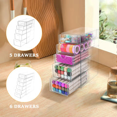 Acrylic Organizer with Drawers 5/6 Drawers Desk Storage Holder Clear Makeup Organizer Used To Store Cosmetics Stationery Jewelry