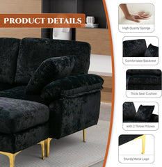 U-Shaped Sectional Sofa Couch, 4 Seat Sofa Set for Living Room, Convertible L-Shaped Velvet Couch Set with Chaise Lounge