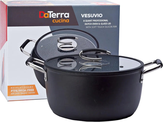 Quart Nonstick Dutch Oven w/Lid | Made in Italy | Proprietary nontoxic ceramic coating