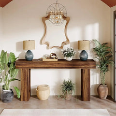 63-Inch Long Console Table, Farmhouse Wooden Sofa Table Behind The Couch, Narrow Entryway Table for Entrance, Hallway