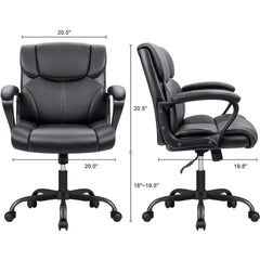 Back Executive Office Chair Swivel Computer Task Chair with Armrests,Ergonomic Leather-Padded Desk Chair with Lumbar Support