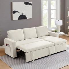 Sofa Bed, 3 in 1 Pull-Out Convertible Sofa Bed, 55'' Lounge Soft Futon Sofa with Adjustable Backrest, Chenille Couches