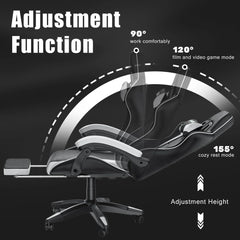 Bigzzia Gaming Chair with Footrest Gamer Chairs Ergonomic with Lumbar Cushion Headrest Chair Height Adjustable Office Chair