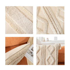 45x 45cm/30x50cm Beige White Tassels Decorative Cushion Cover Sofa Pillow Case Cover Handmade Home Decoration for Living Room