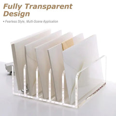 Desktop File Organizer File Sorter With 5 Sections Acrylic File Holder Mail Organizer Countertop File Sorter For Envelope Folder