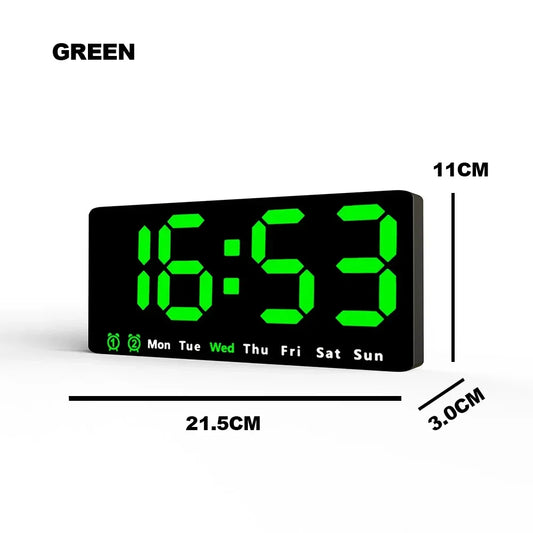 Large Colorful LED Digital Alarm Clock With DateTemperature 2 Alarms Large Display Day Clock Battery Backup 12/24H Wall Clock