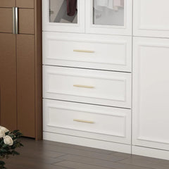 Wardrobe Armoire with 8 Doors, Drawers, Storage Shelves & Hanging Rods, Wooden Closet Storage Cabinet for Bedroom, Wardrobes